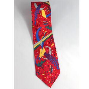 Guggenheim Museum Modern Art to wear abstract Men's tie Red colorful funky SILK